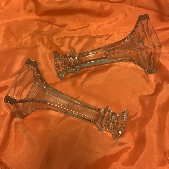 Pair Glass Candlestick Holders - Picture 9 of 9